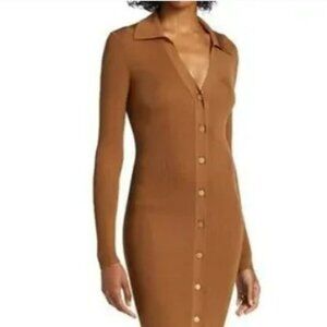 Alice + Olivia Alcina Sweater Dress Womens M Button Down Ribbed Knit Wool Blend